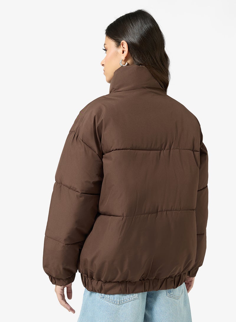 جينجر جاكيت مبطن بسحاب ورقبة عالية - Image 2