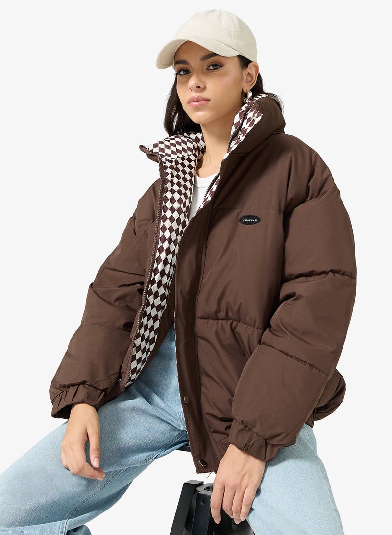 جينجر جاكيت مبطن بسحاب ورقبة عالية - Image 1