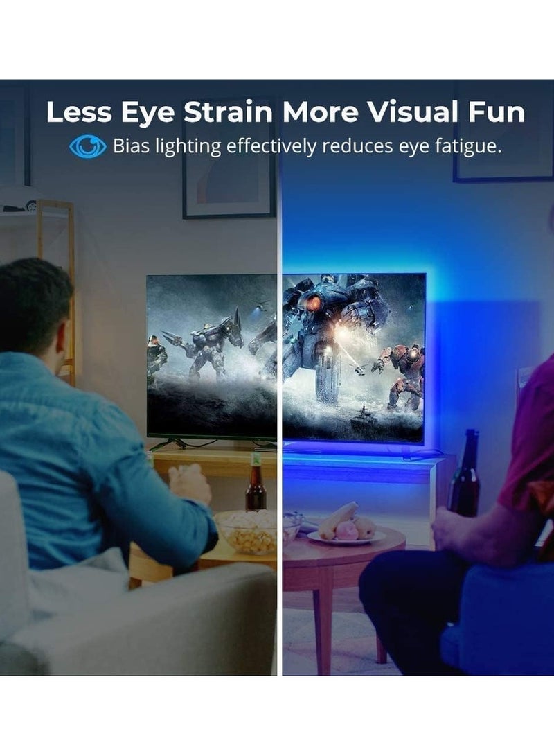 VIUAUAX شريط إضاءة LED RGB لغرفة النوم، إضاءة خلفية LED للتلفزيون، بطول 3 أمتار/9.8 أقدام، مع تحكم عبر تطبيق بلوتوث، مناسب للتلفزيونات من 40 إلى 60 بوصة. مقاوم للماء، 16 مليون لون، مزامنة موسيقية، تغيير الألوان، وظيفة التوقيت، محول طاقة USB، إضاءة LED مثالية لغرفة النوم، التلفزيون، الكمبيوتر المكتبي، زينة أحواض السمك. إضاءة زينة رمضان، إضاءة رمضانية. - Image 3