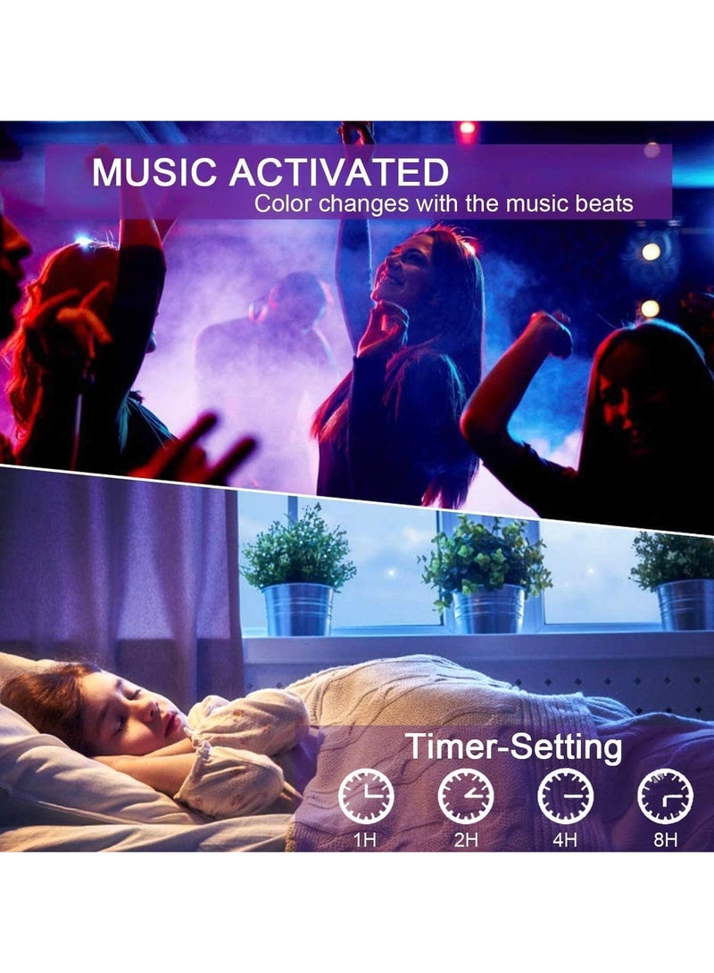 VIUAUAX شريط إضاءة LED RGB لغرفة النوم، إضاءة خلفية LED للتلفزيون، بطول 3 أمتار/9.8 أقدام، مع تحكم عبر تطبيق بلوتوث، مناسب للتلفزيونات من 40 إلى 60 بوصة. مقاوم للماء، 16 مليون لون، مزامنة موسيقية، تغيير الألوان، وظيفة التوقيت، محول طاقة USB، إضاءة LED مثالية لغرفة النوم، التلفزيون، الكمبيوتر المكتبي، زينة أحواض السمك. إضاءة زينة رمضان، إضاءة رمضانية. - Image 4