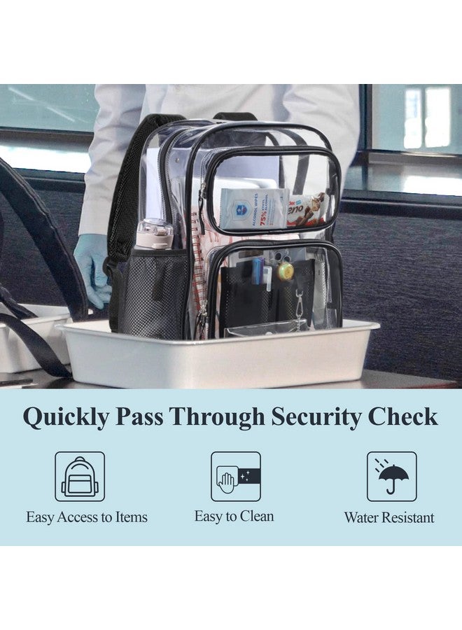 PACKISM Clear Backpack for School - 17 inch Large Heavy Duty Clear Bookbag for Boys and Girls, See Through PVC Transparent Backpacks with 2 Front Pockets for College Work, Black (for age 12 above) - Image 1