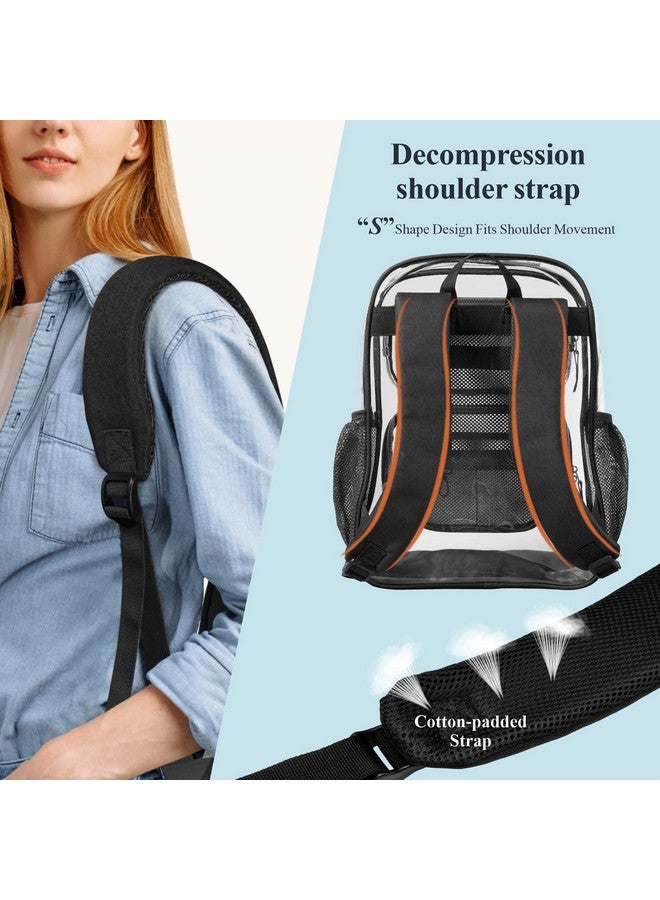 PACKISM Clear Backpack for School - 17 inch Large Heavy Duty Clear Bookbag for Boys and Girls, See Through PVC Transparent Backpacks with 2 Front Pockets for College Work, Black (for age 12 above) - Image 3