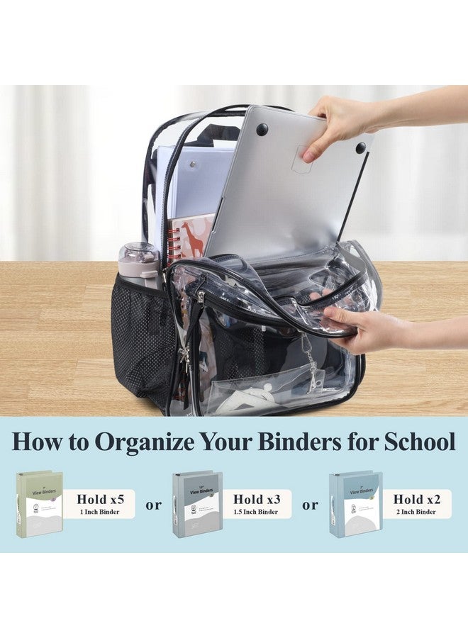 PACKISM Clear Backpack for School - 17 inch Large Heavy Duty Clear Bookbag for Boys and Girls, See Through PVC Transparent Backpacks with 2 Front Pockets for College Work, Black (for age 12 above) - Image 4