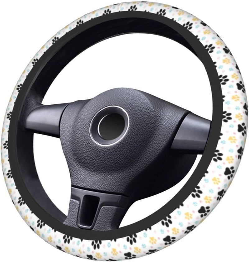 Car Steering Wheel Cover for Women Men, Non-Slip Breathable Steering Wheel, Dog Paw Print Steering Wheel Protector, Car Accessories - Image 3