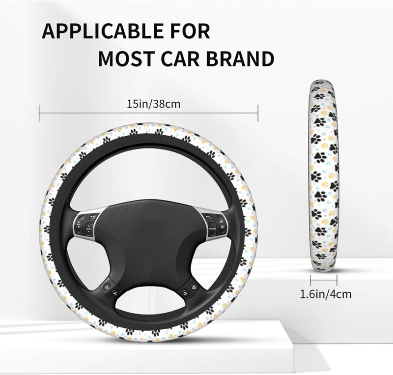 Car Steering Wheel Cover for Women Men, Non-Slip Breathable Steering Wheel, Dog Paw Print Steering Wheel Protector, Car Accessories - Image 4