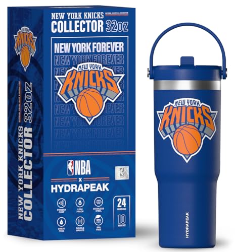 Hydrapeak x NBA Officially Licensed New York Knicks 32oz Nomad Stainless Steel Tumbler with Handle and Straw Lid, Leakproof Water Bottle in Limited Edition Collector's Gift Box - Image 1