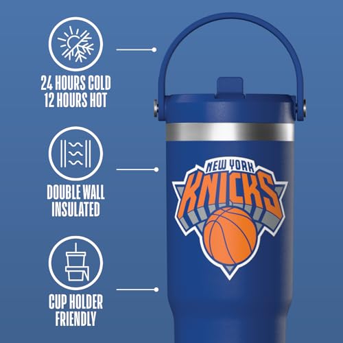 Hydrapeak x NBA Officially Licensed New York Knicks 32oz Nomad Stainless Steel Tumbler with Handle and Straw Lid, Leakproof Water Bottle in Limited Edition Collector's Gift Box - Image 5