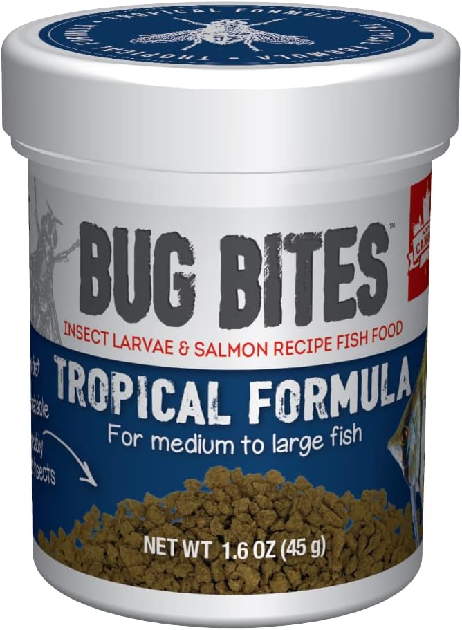 Bug Bites Tropical Fish Food Slow Sinking Granules 1.4-1.6mm 45g - Image 1