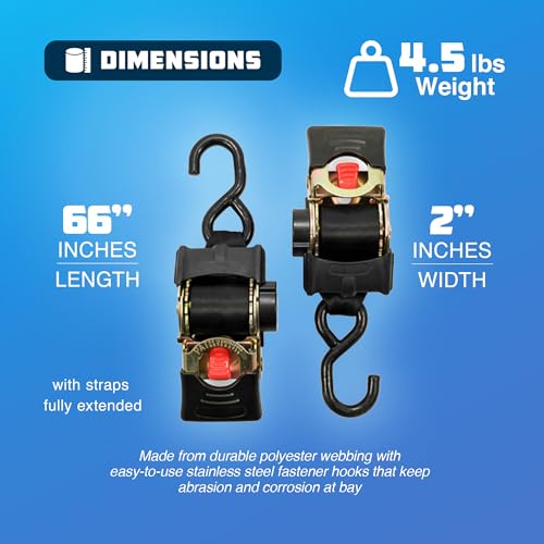 Camco 50030 Retractable Transom Tie Down Strap (2” Width, 5.5’, Bolt-On), Black - Image 3