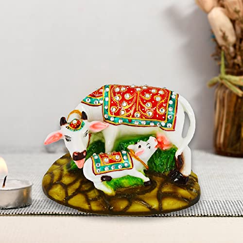 ascension Resin Cow and Calf Big Statue , Medium, White, 1 Piece - Image 1