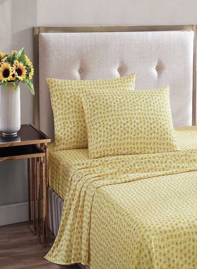 Betsey Johnson - Twin Bed Sheets, Soft Bedding with Matching Pillowcase, Fade & Wrinkle Resistant, Lightweight for Year Round Use, Dorm Essentials (Sunflower Field Yellow) - Image 2