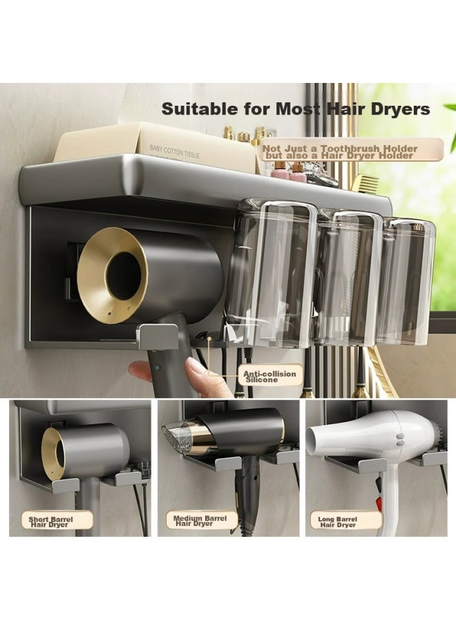 Jiadu Electric Toothbrush Holder, Hair Dryer Stand, No Drilling Required, Bathroom Toothbrush Cup, Mouthwash Cup, Wall-mounted Rack, Bathroom