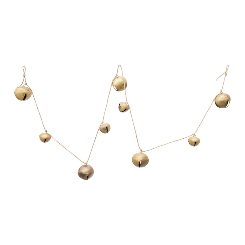كرييتف كو-أوب Creative Co-Op 76" L Metal Jingle Bell Garland لمسة نهائية ذهبية - Image 1