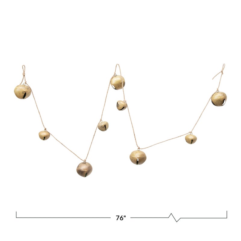 كرييتف كو-أوب Creative Co-Op 76" L Metal Jingle Bell Garland لمسة نهائية ذهبية - Image 4