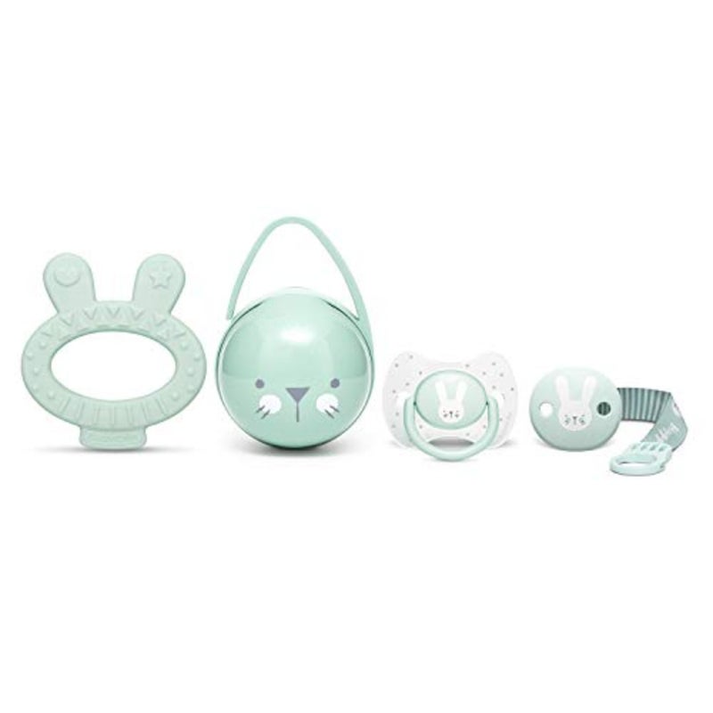 Newborn Gift Set for Nursery Use, Plastic Silicone, Green, BPA Free Hygge Collection L3 - Image 1