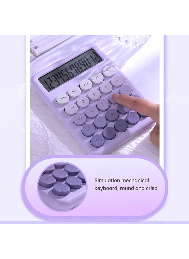 Generic - Desktop Calculator 12 Digit Large LCD Display Big Round Button Cute Gradient Colored Calculator Suitable for Office School Home for Kids Students Accountant - Image 1