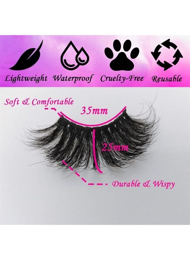 Xuanli - 5 Pairs 3D Mink Lashes Natural Fluffy False Eyelashes 25mm Long Strip Lashes Handmade Cruelty-Free Fake Eyelashes for Makeup (K02) - Image 1