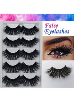 5 Pairs 3D Mink Lashes Natural Fluffy False Eyelashes 25mm Long Strip Lashes Handmade Cruelty-Free Fake Eyelashes for Makeup (K02)
