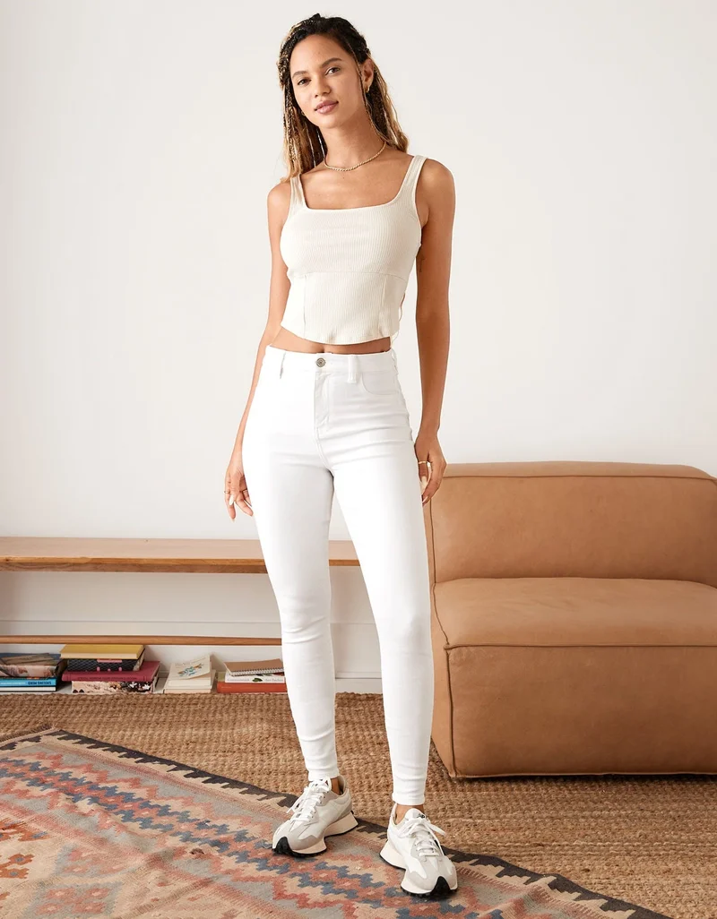 امريكان ايجل جينز ضيق عالي الخصر منحني للمستوى التالي