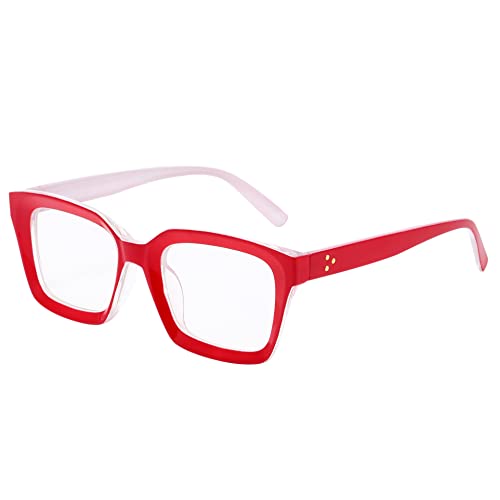 Kursan Classic Non Prescription Clear Lens Glasses for Women Men Thick Square Frame Eyeglasses (Red) - Image 1