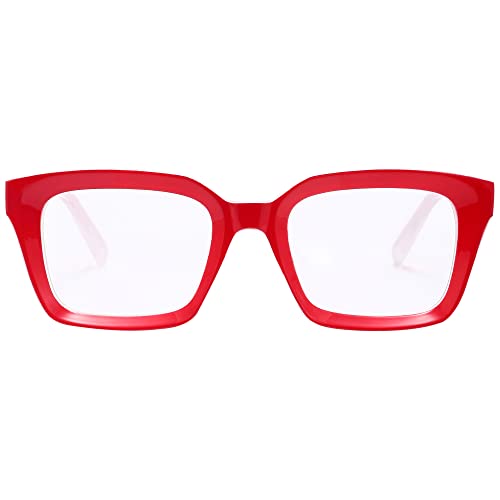 Kursan Classic Non Prescription Clear Lens Glasses for Women Men Thick Square Frame Eyeglasses (Red) - Image 2