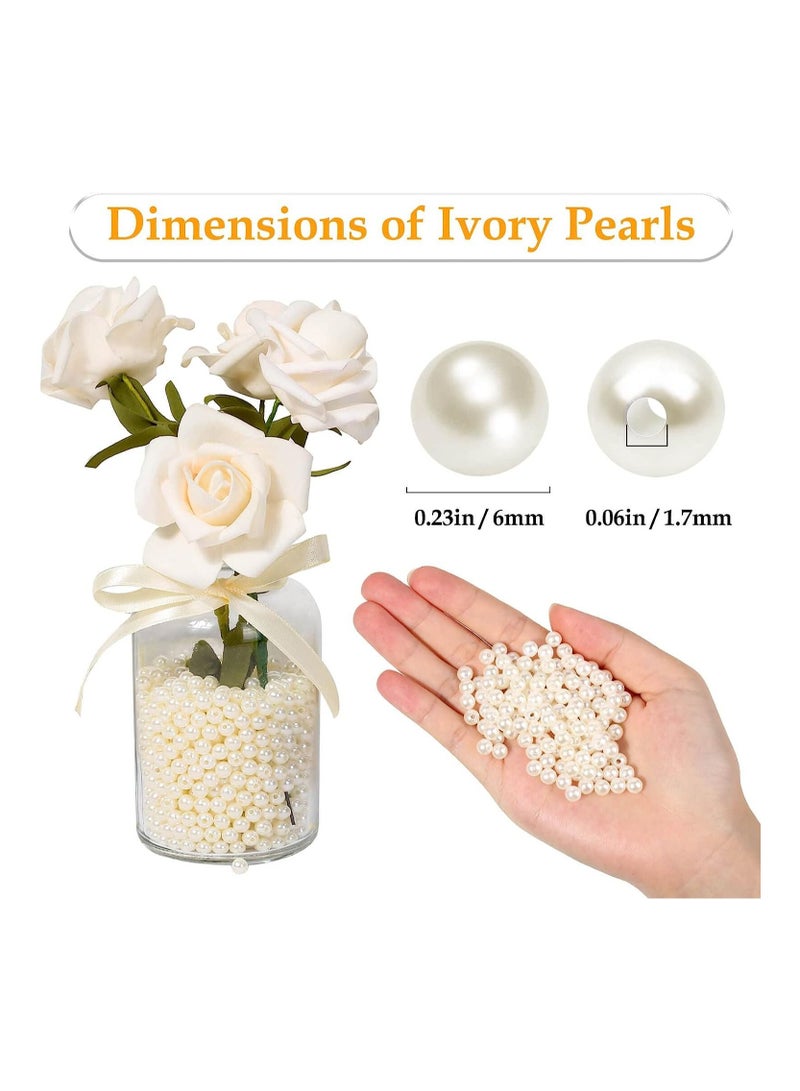 1000pcs 6 mm Pearl Beads with Holes for Jewellery Making Bracelets Necklaces Hairs Crafts Decoration and Vase Filler - Image 3