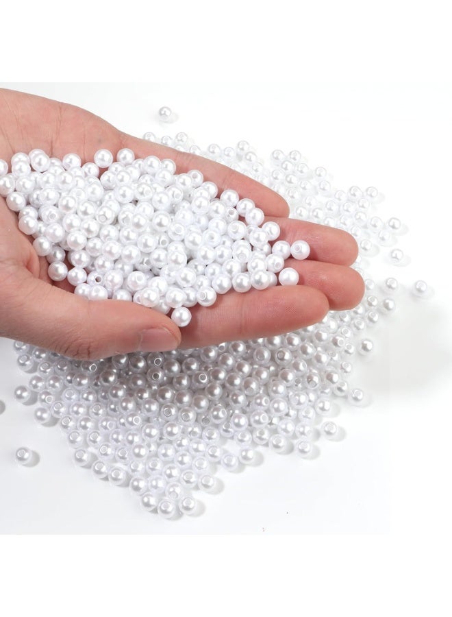 1000pcs White 6mm Pearl Beads with Hole Round Pearls for Crafting & Jewellery Making Fake Pearls Bead for Bracelets Necklaces Earrings Key Chains Accessories DIY - Image 1