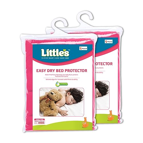 Little's Easy Dry Bed Protector I Quick Absorption I Waterproof I Stain Proof I Soothing Sleep I Soft I Durable I Machine Washable (2, Pink, Small) - Image 1