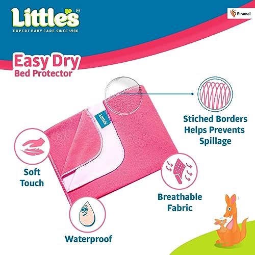 Little's Easy Dry Bed Protector I Quick Absorption I Waterproof I Stain Proof I Soothing Sleep I Soft I Durable I Machine Washable (2, Pink, Small) - Image 3