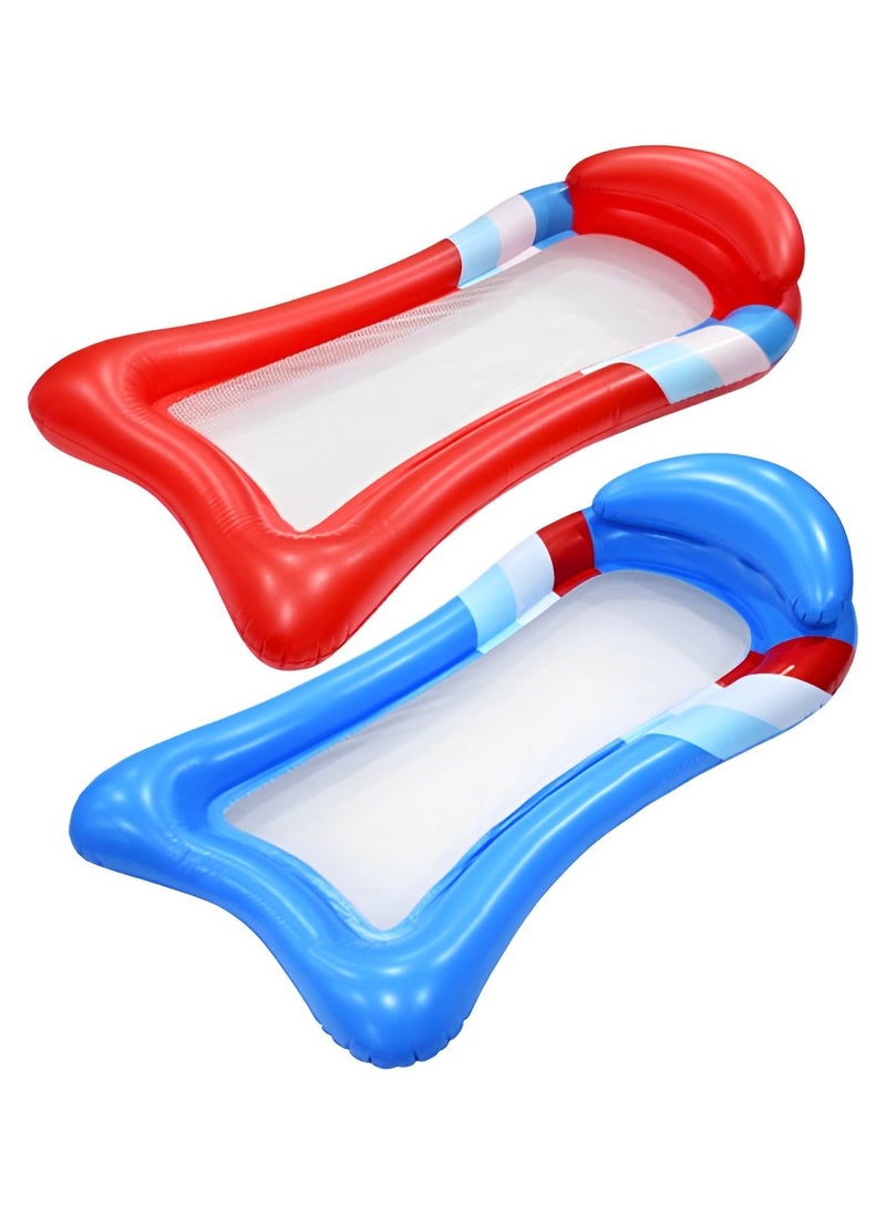 null - Swim Rings, Inflatable Floating Row Water Hammock Swimming Air Mattresses Summer Pool Beach Floating Row Mesh Recliner Float Bed (Color : Red) - Image 1