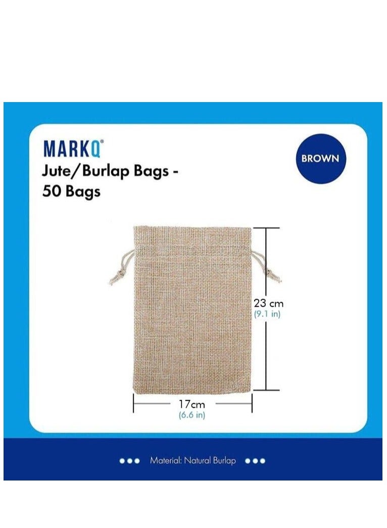 MARKQ Burlap Bags with Drawstring 17 x 23 Hessian Jute Bags for Birthday Gifts, Wedding Party Favors, Candy and Jewelry Pouches [Pack of 12] - Image 2