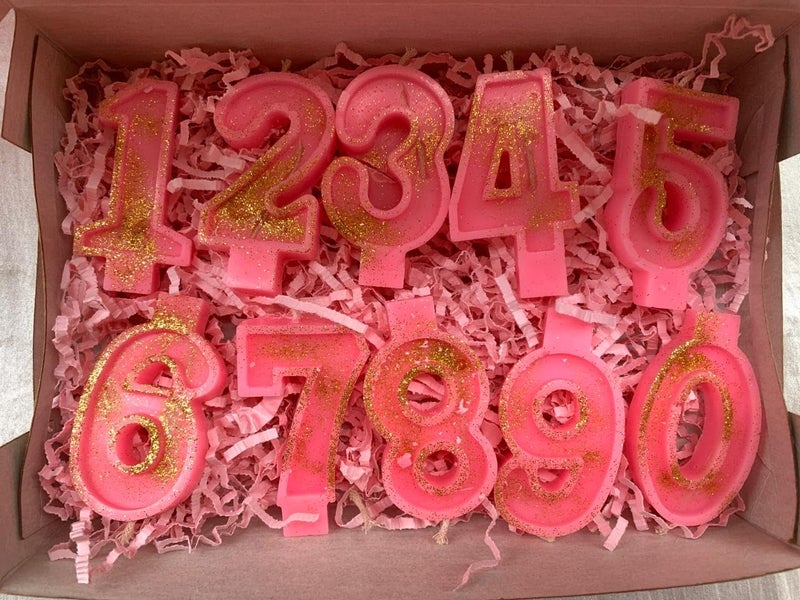 Astrid Glitter Pink Number Birthday Candles Celebrate Every Milestone with Sparkle 09 Birthday Candle Soy Wax - Image 2