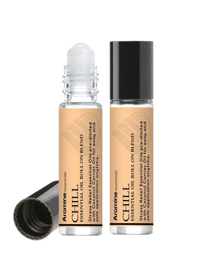 Aromine Chill (Stress Reducer and Relaxation) Essential Oil Roll On, Pre-Diluted 10ml (1/3 fl oz) 2 Pack - Image 1