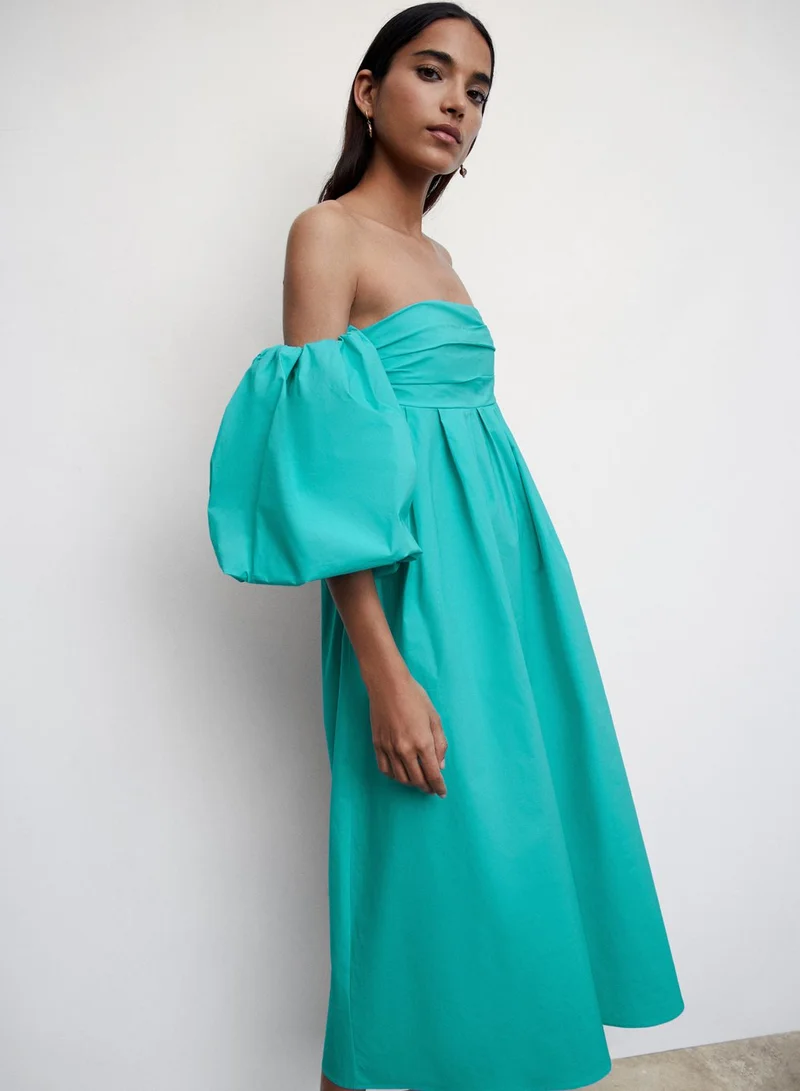 MANGO Bardot Balloon Sleeve Dress