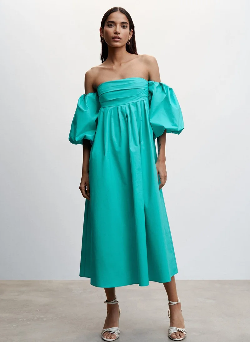 MANGO Bardot Balloon Sleeve Dress