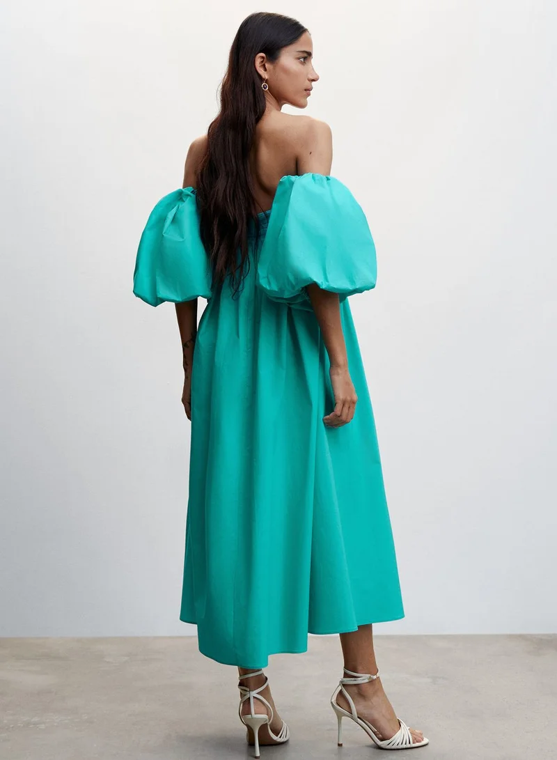 MANGO Bardot Balloon Sleeve Dress