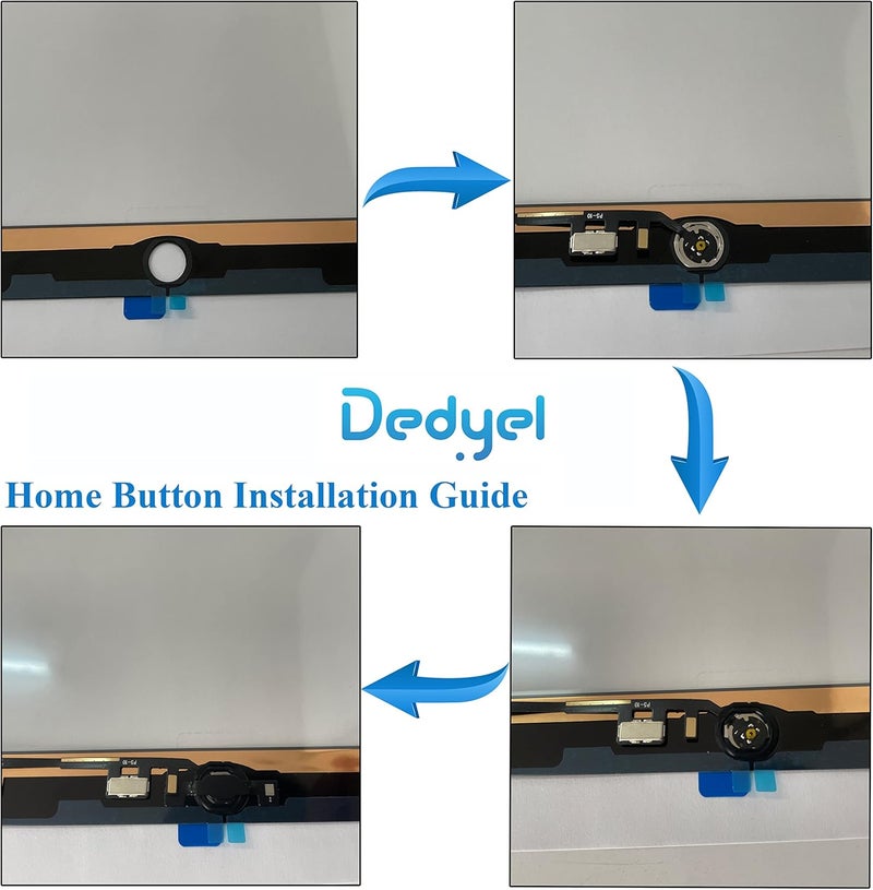 Dedyel Home Button Replacement for iPad 7th/8th/9th Generation (10.2 Inch, 2019/2020/2021) A2197 A2270 A2602 Incl Flex Cable Connector (White Silver Ring) - Image 1
