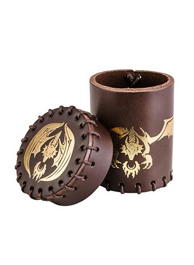 Q WORKSHOP Flying Dragon Brown & Golden Leather Dice Cup - Image 3
