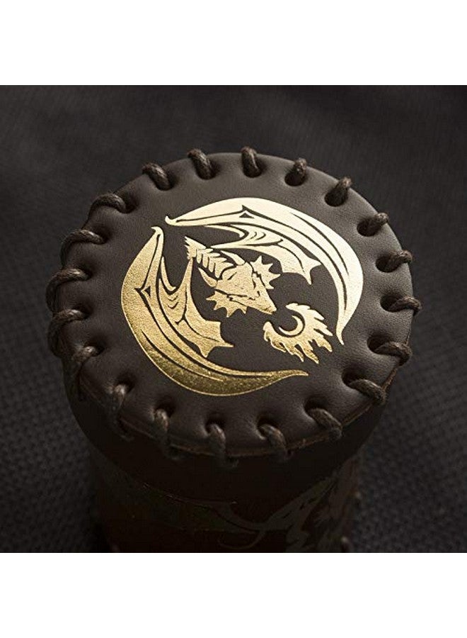 Q WORKSHOP Flying Dragon Brown & Golden Leather Dice Cup - Image 4