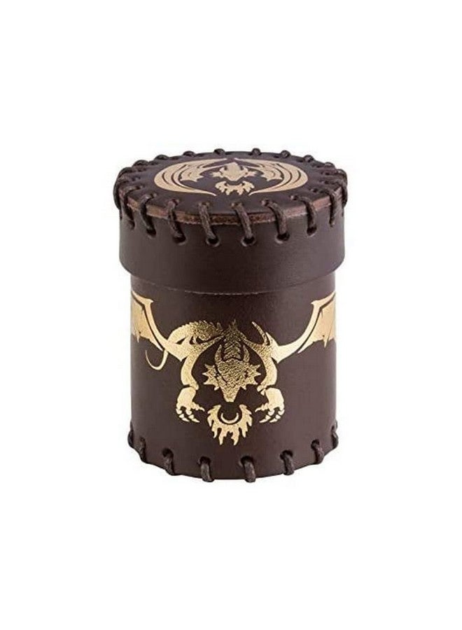 Q WORKSHOP Flying Dragon Brown & Golden Leather Dice Cup - Image 1