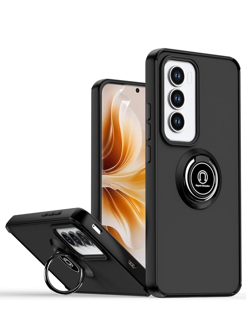 BORTONY OPPO Reno 12 Pro 5G Case Cover Rotational Metal Ring Grip Kickstand Cover With Magnetic Car Mount Holder Case Shockproof TPU for OPPO Reno 12 Pro 5G - Image 1
