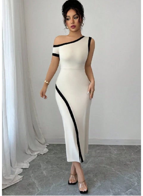 Shein SHEIN Women Asymmetric Collar Slit Hem Fitted Elegant Dress | Best  Price Egypt | Cairo, Giza