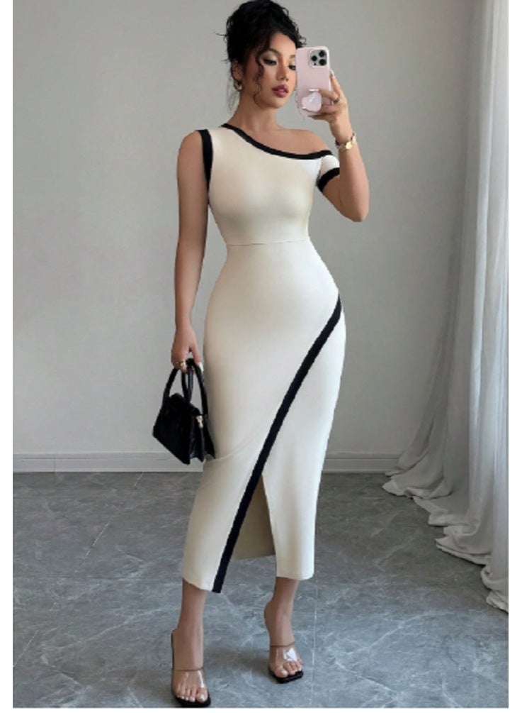 SHEIN Women Asymmetric Collar Slit Hem Fitted Elegant Dress - Image 5