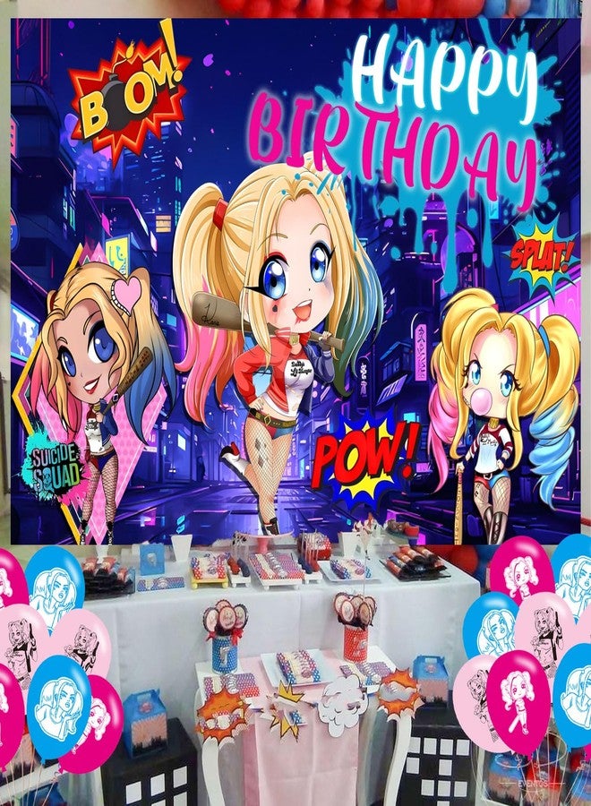 PINUO Joker Girl Birthday Party Supplies Backdrop 5x3 Scary Queen Boys Kids Happy Birthday Background Photography Joker Girl Party Decorations Banner Photo Booth Props - Image 4