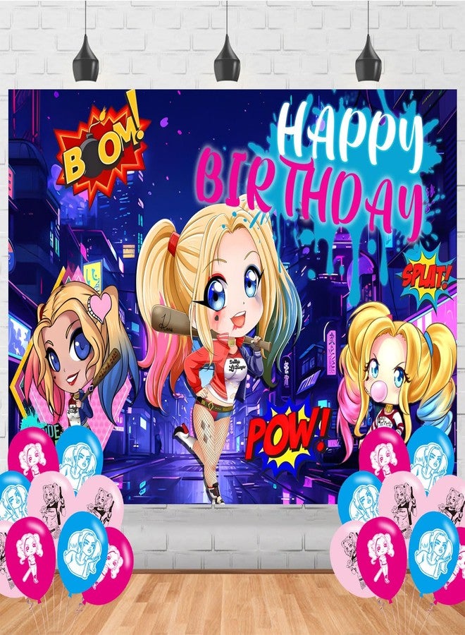 PINUO Joker Girl Birthday Party Supplies Backdrop 5x3 Scary Queen Boys Kids Happy Birthday Background Photography Joker Girl Party Decorations Banner Photo Booth Props - Image 1