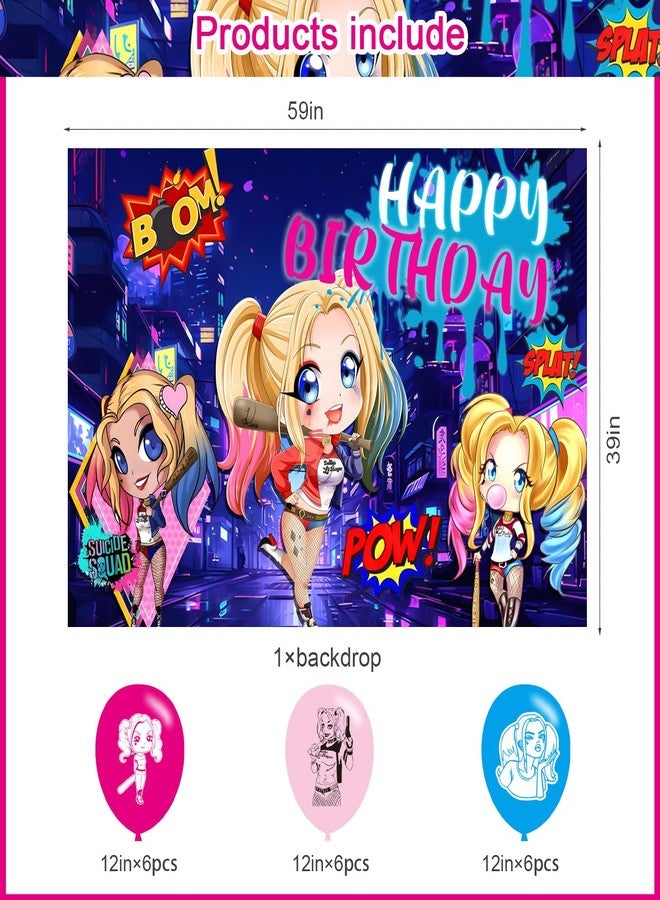 PINUO Joker Girl Birthday Party Supplies Backdrop 5x3 Scary Queen Boys Kids Happy Birthday Background Photography Joker Girl Party Decorations Banner Photo Booth Props - Image 2