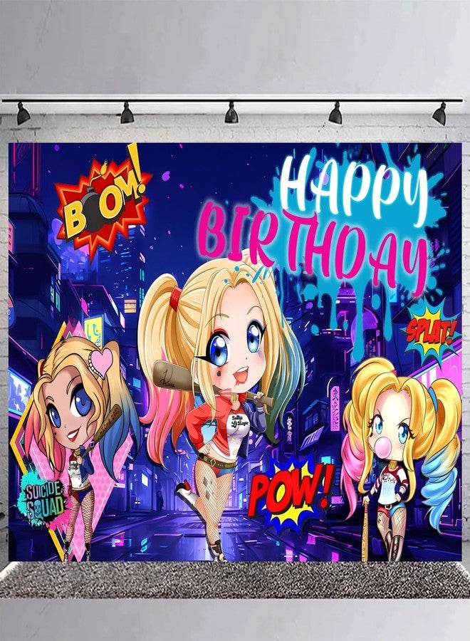 PINUO Joker Girl Birthday Party Supplies Backdrop 5x3 Scary Queen Boys Kids Happy Birthday Background Photography Joker Girl Party Decorations Banner Photo Booth Props - Image 3