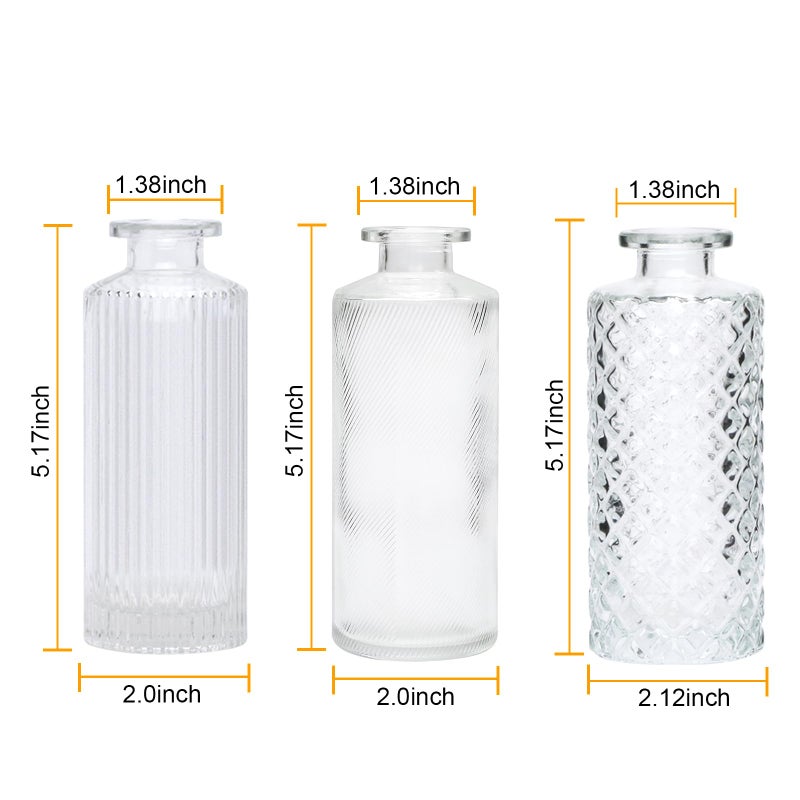 Brajttt Glass Bud Vase Set in Bulk  9pcs Mini Vintage Flower Vases for Wedding  Clear Relief Vase for Centerpieces Home Table Flower Decor  Party Decorations - Image 2