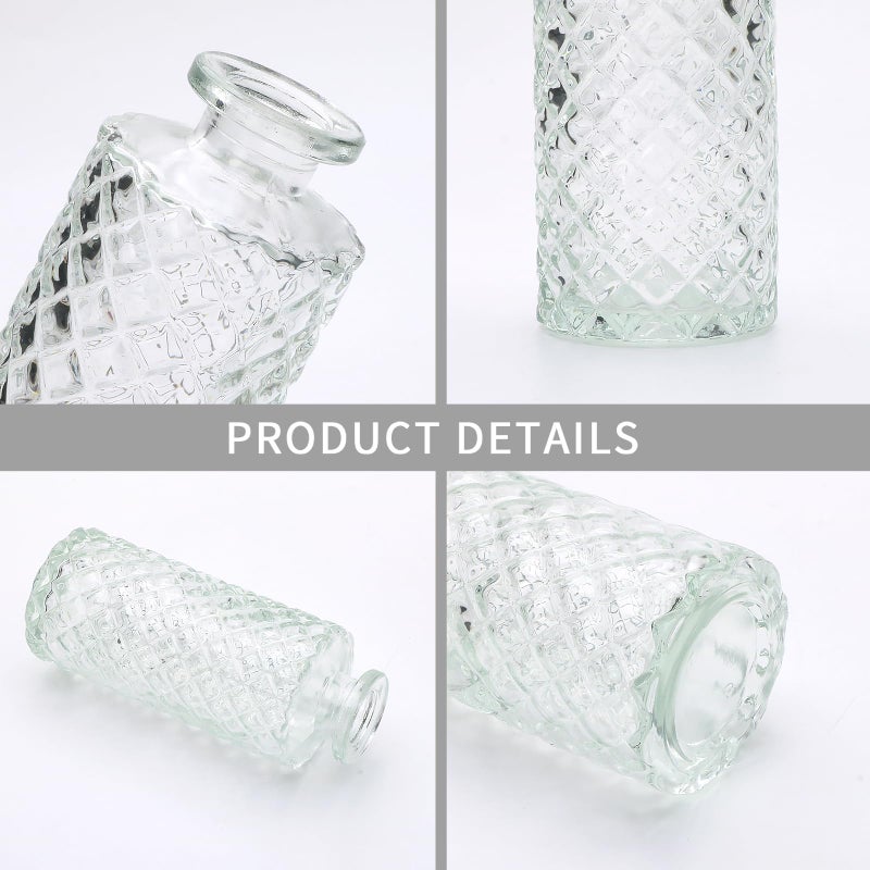 Brajttt Glass Bud Vase Set in Bulk  9pcs Mini Vintage Flower Vases for Wedding  Clear Relief Vase for Centerpieces Home Table Flower Decor  Party Decorations - Image 3