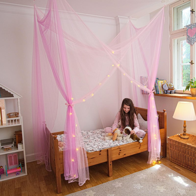 Bollepo Bed Canopy Curtains  4 Corners Rainbow Pink  Purple